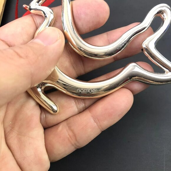 Nambe Brass Christmas Ornament Silver plated Reindeer Deer Modernist Decor Gift - Picture 5 of 5